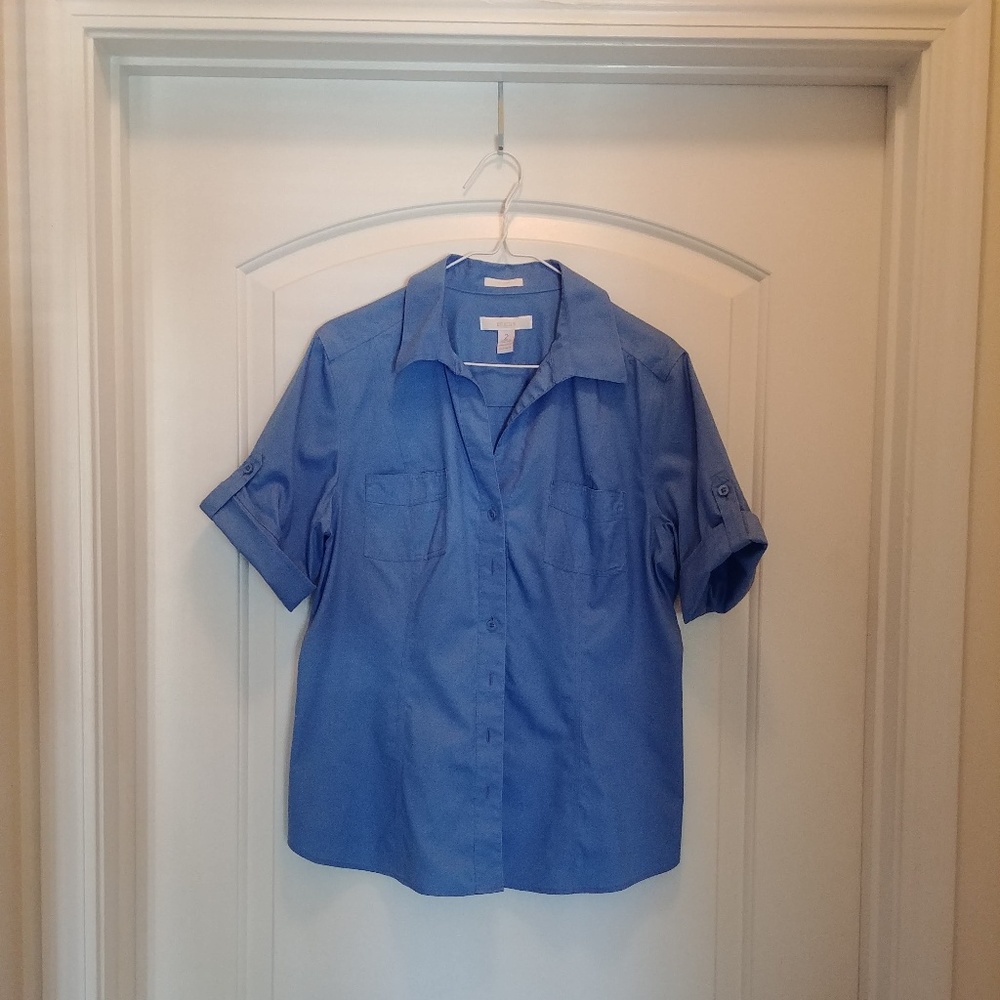 Chico's Size 2 Dress Shirt Blue